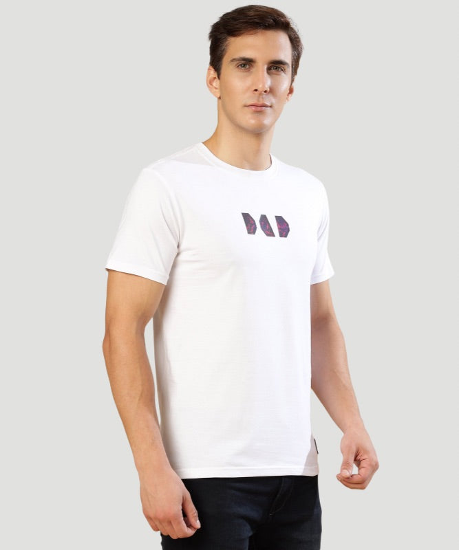 Men's White Solid Half Sleeves Regular Fit T-Shirt